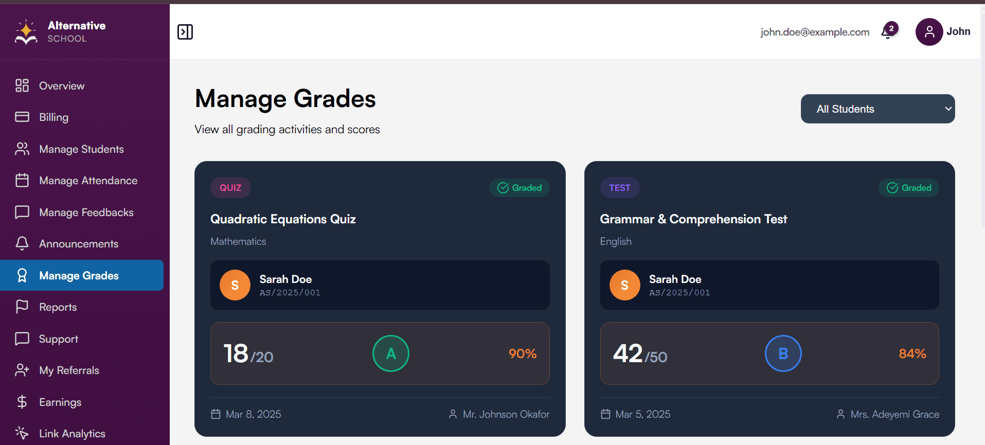 Manage Grades